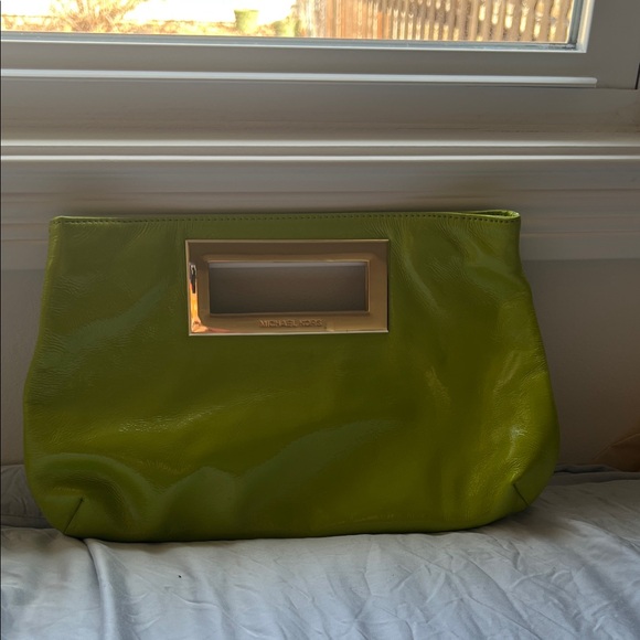 Michael Kors Chartreuse Clutch with Gold Accents - Picture 8 of 17